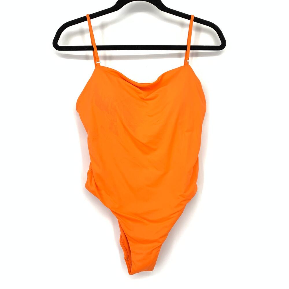 Seafolly Square Neck Maillot One Piece Swimsuit Womens US Sz 10 Orange *FLAW